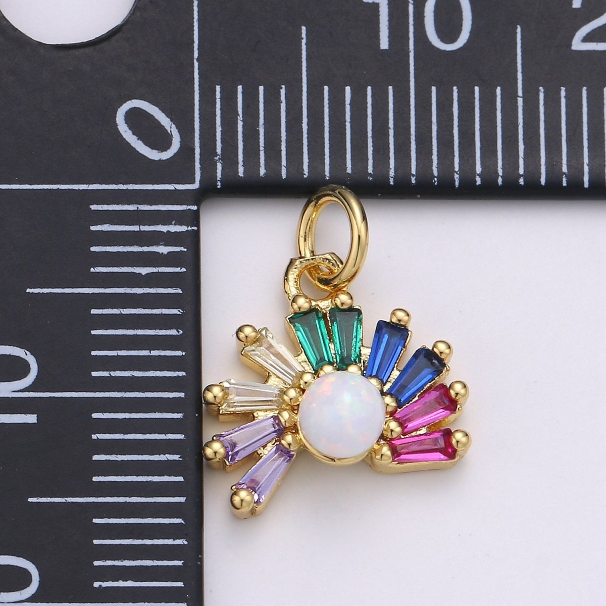 24K Gold Filled Silver Rainbow Sun rise Charm D-936 E-001