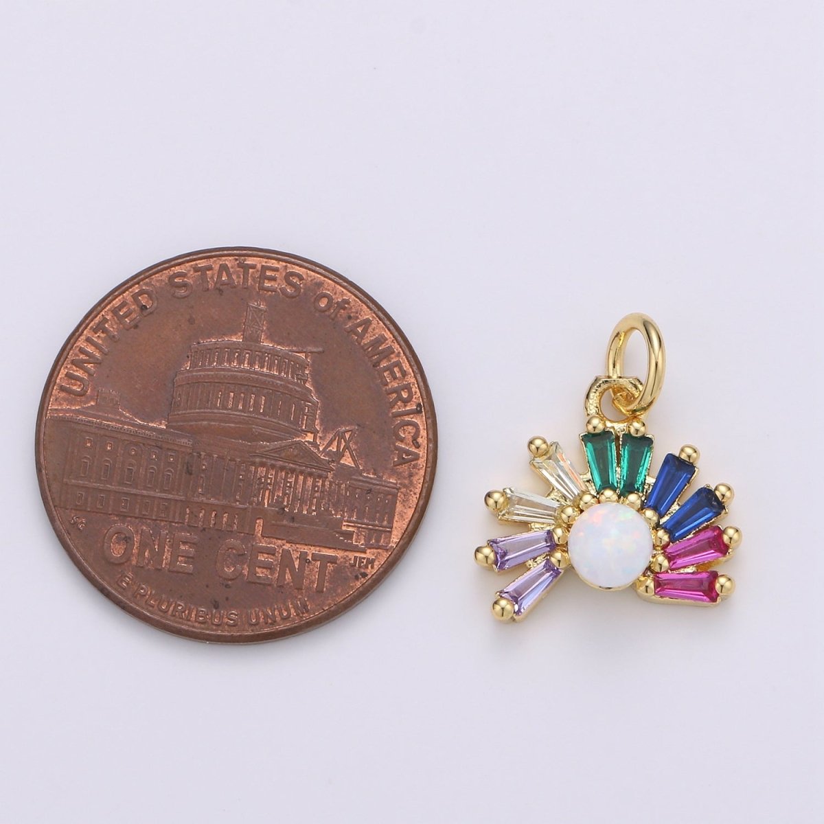 24K Gold Filled Silver Rainbow Sun rise Charm D-936 E-001