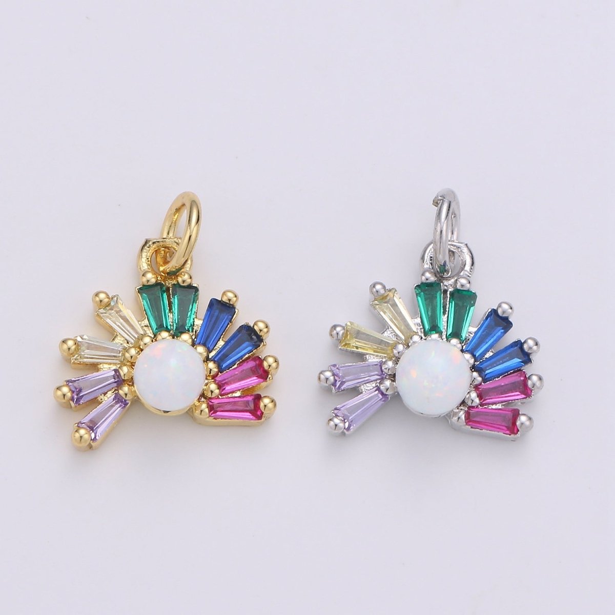 24K Gold Filled Silver Rainbow Sun rise Charm D-936 E-001