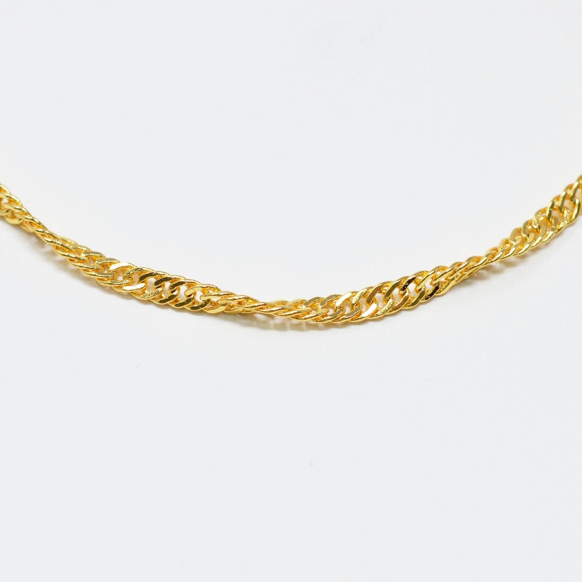 24K Gold Filled Singapore Chain Necklace, 2.5mm 20 inches Long Yellow Gold Singapore Necklace w/ W Clasps | CN-988 Clearance Pricing - DLUXCA