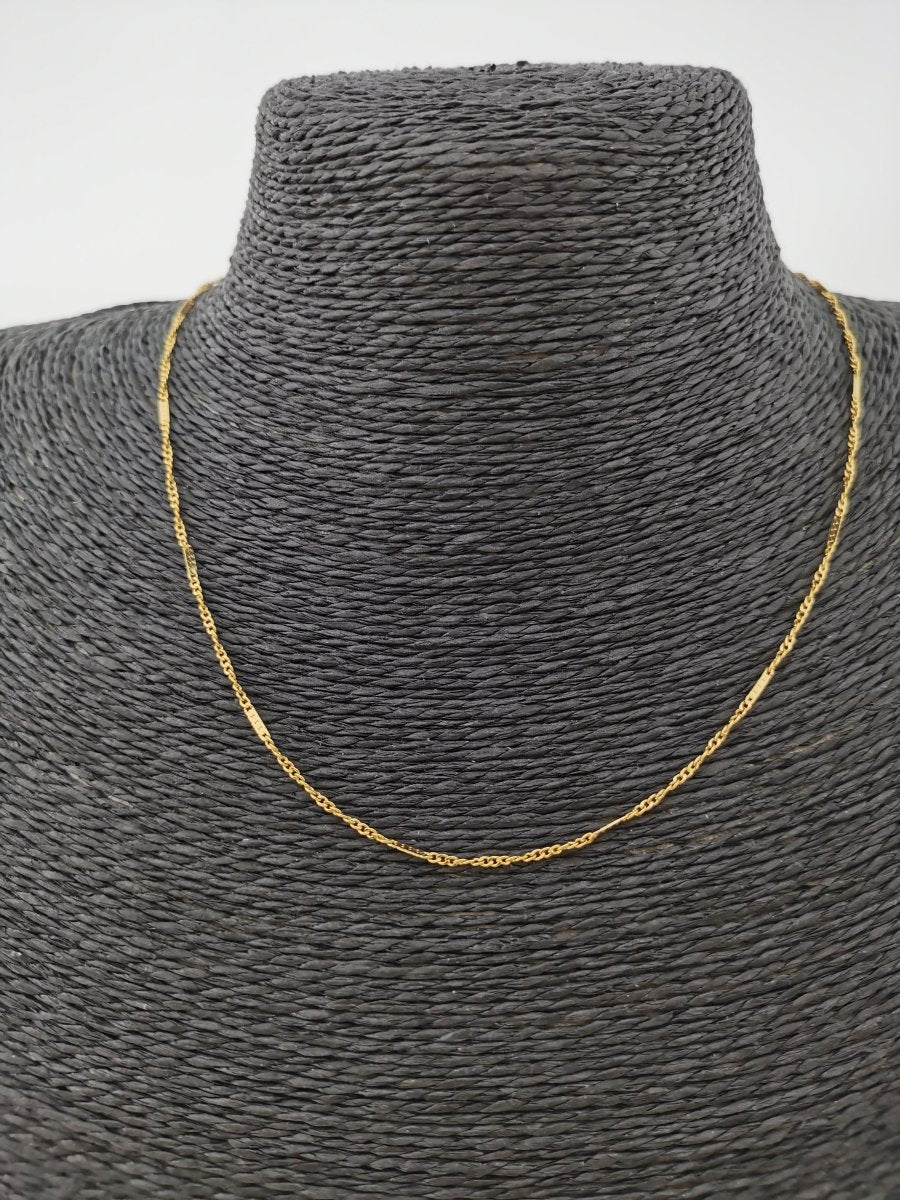 24K Gold Filled Singapore Necklace Chain, 17.5 Inch Singapore Finished Necklace For Jewelry Making, Dainty 1.5mm Singapore Necklace w/ Spring Ring | CN-330 Clearance Pricing - DLUXCA