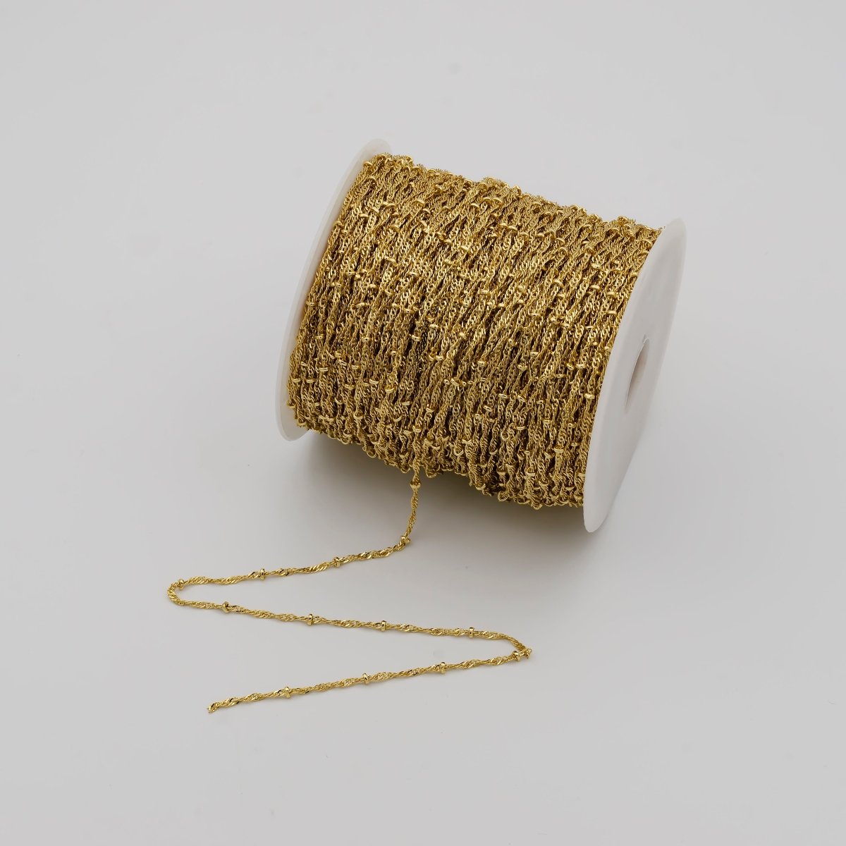 24K Gold Filled Singapore Satellite Bead Chain, 2.3mm Unfinished Chain by Yard For Jewelry Making Supply Component | ROLL-639 ROLL-640