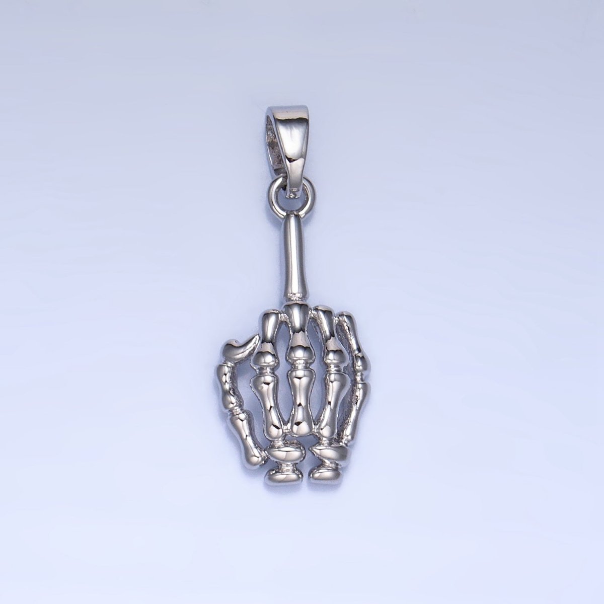 24K Gold Filled "Middle Finger" Skeleton Hand Gesture Multidimensional Pendant in Gold & Silver | AA993