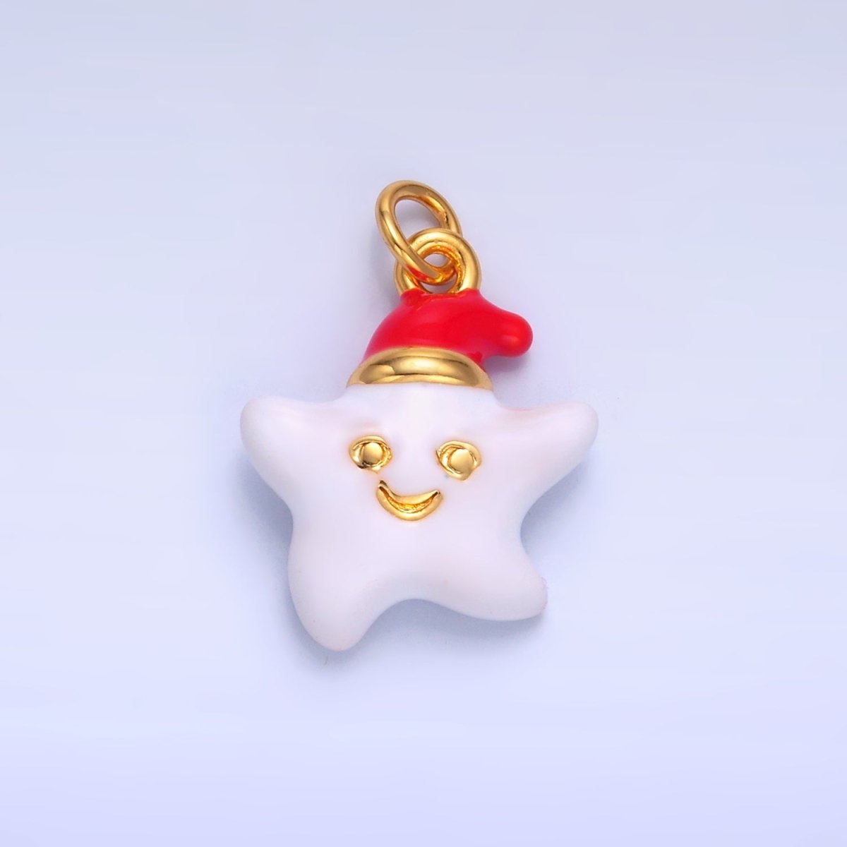 24K Gold Filled Sleepy Celestial Star, Crescent Moon Enamel Charm | W451 W452