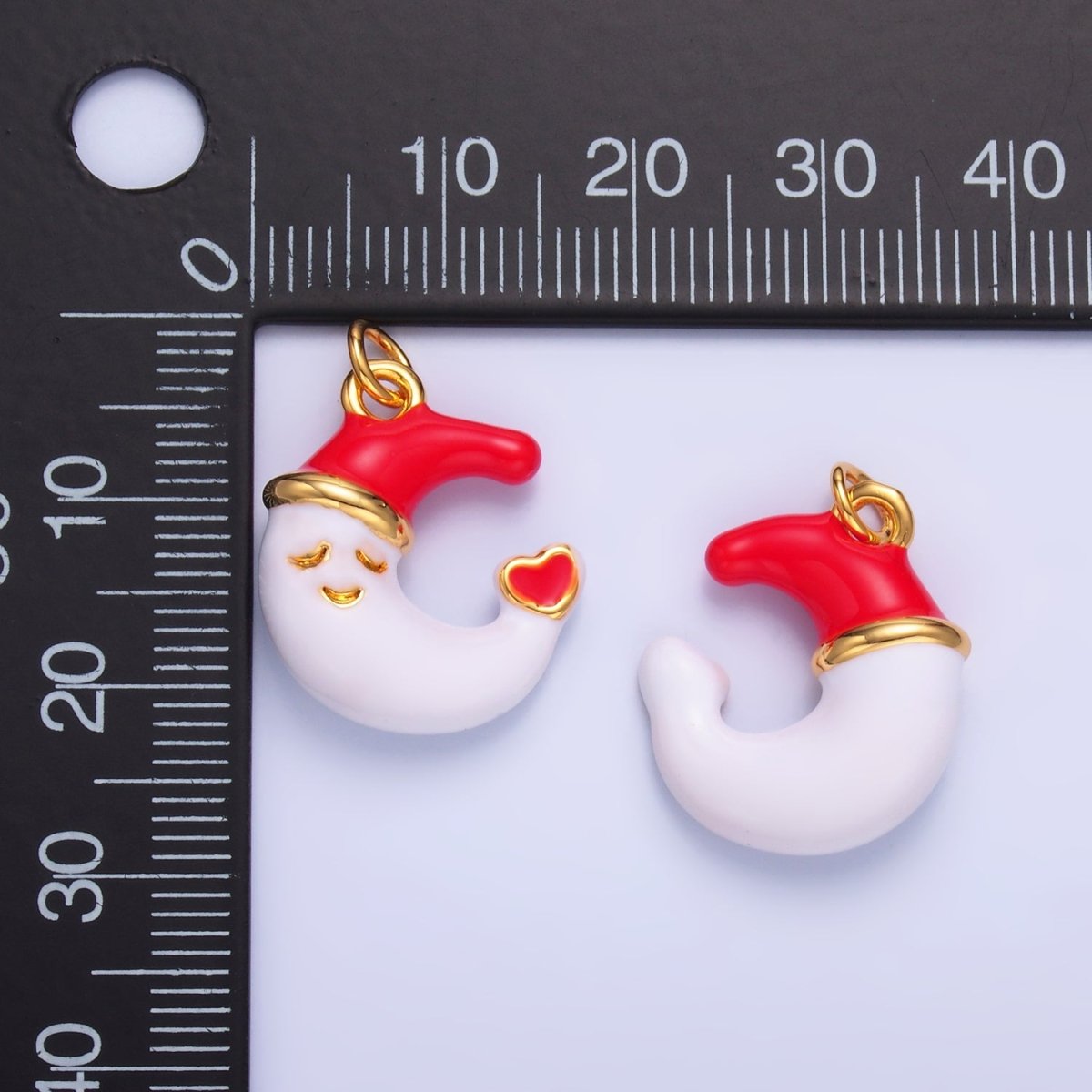 24K Gold Filled Sleepy Celestial Star, Crescent Moon Enamel Charm | W451 W452