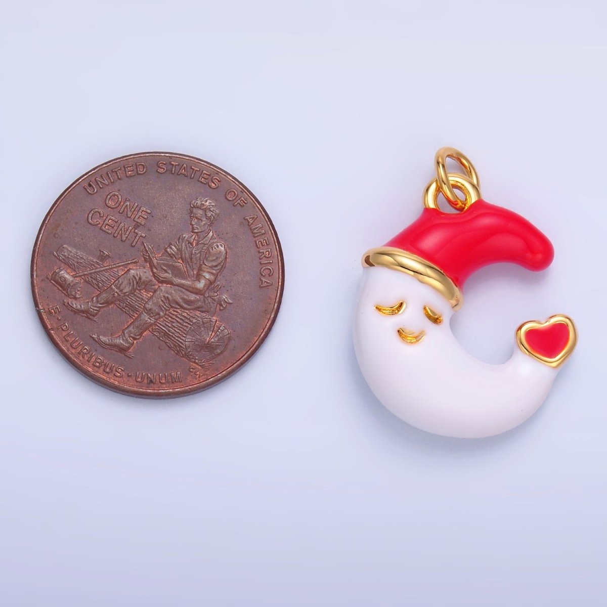 24K Gold Filled Sleepy Celestial Star, Crescent Moon Enamel Charm | W451 W452