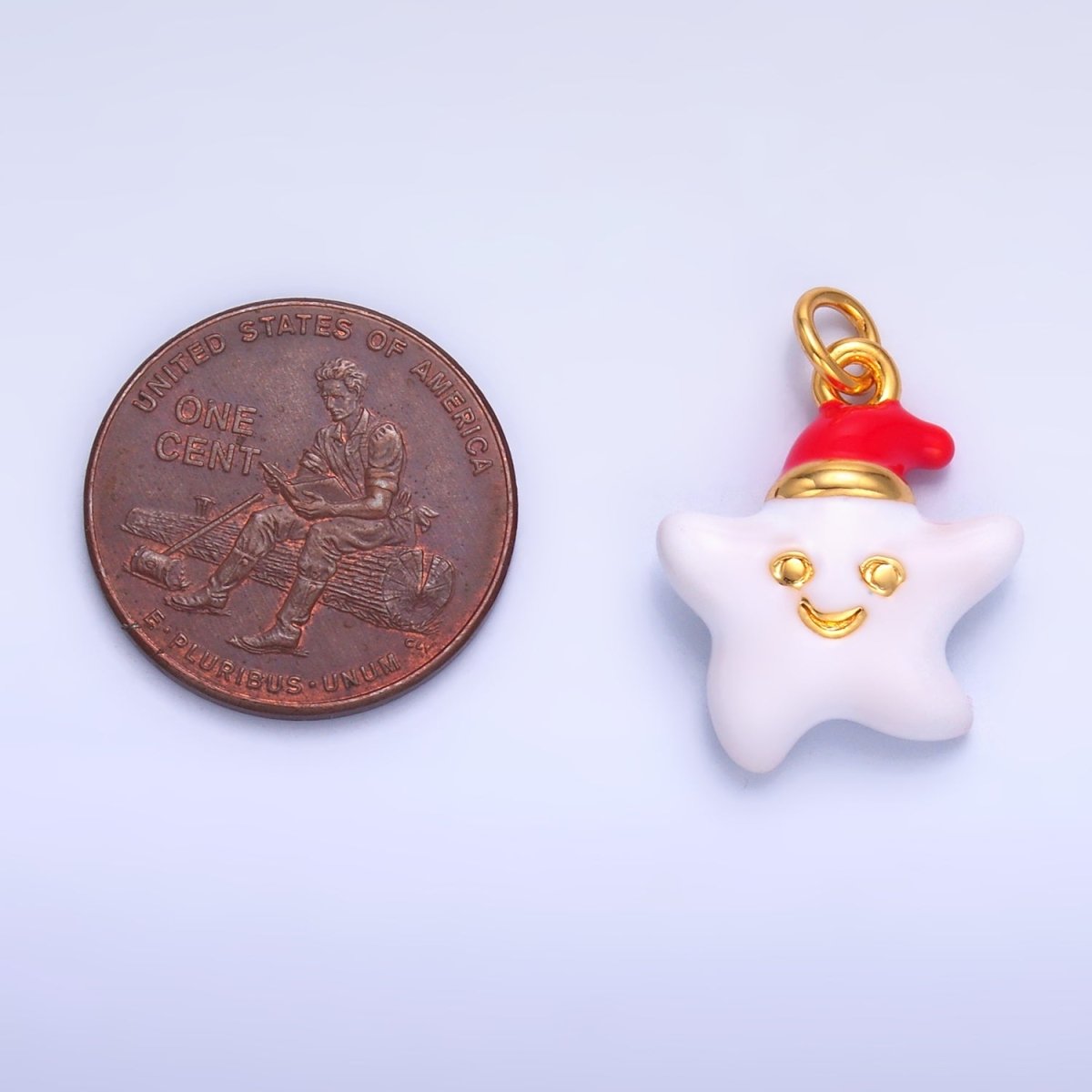 24K Gold Filled Sleepy Celestial Star, Crescent Moon Enamel Charm | W451 W452