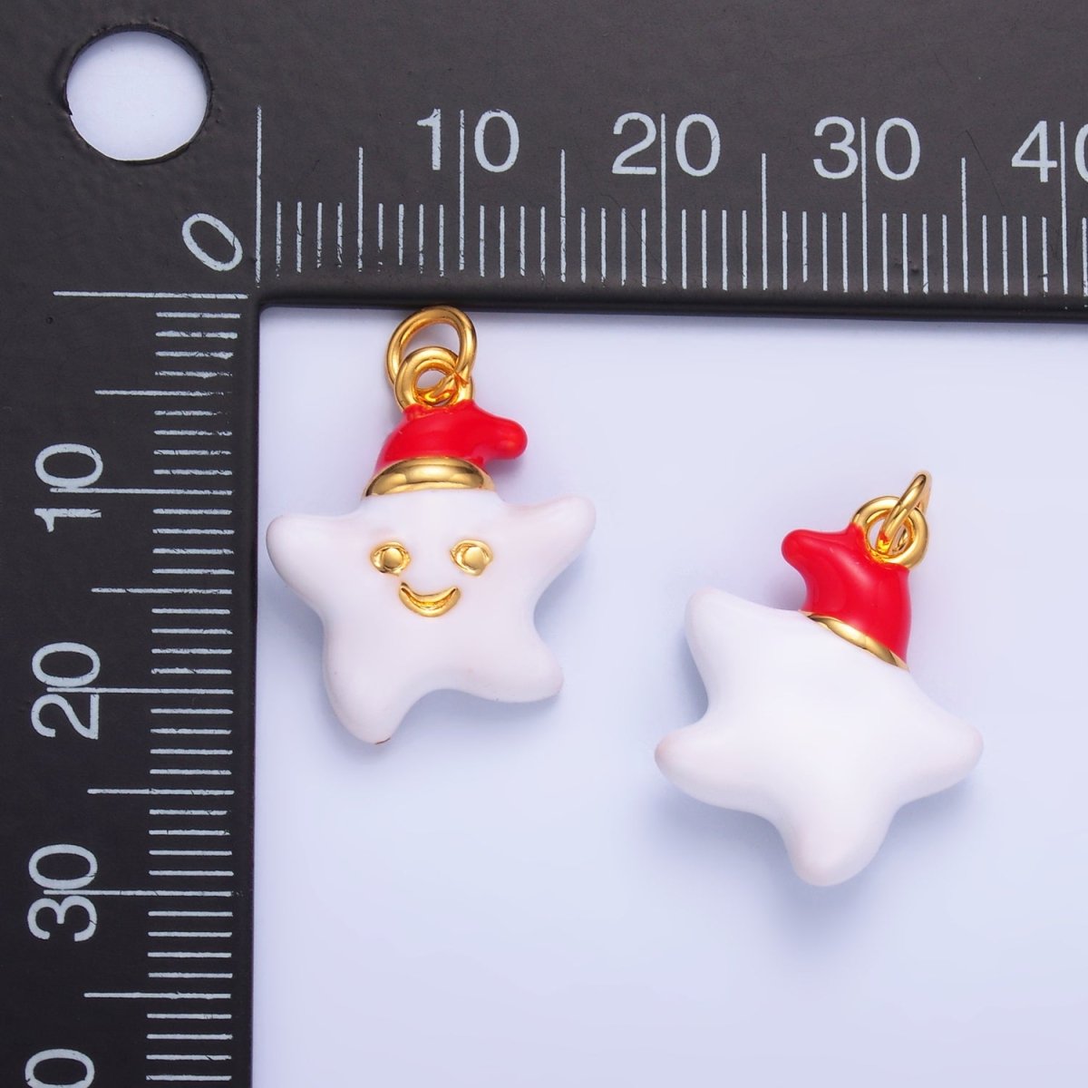 24K Gold Filled Sleepy Celestial Star, Crescent Moon Enamel Charm | W451 W452