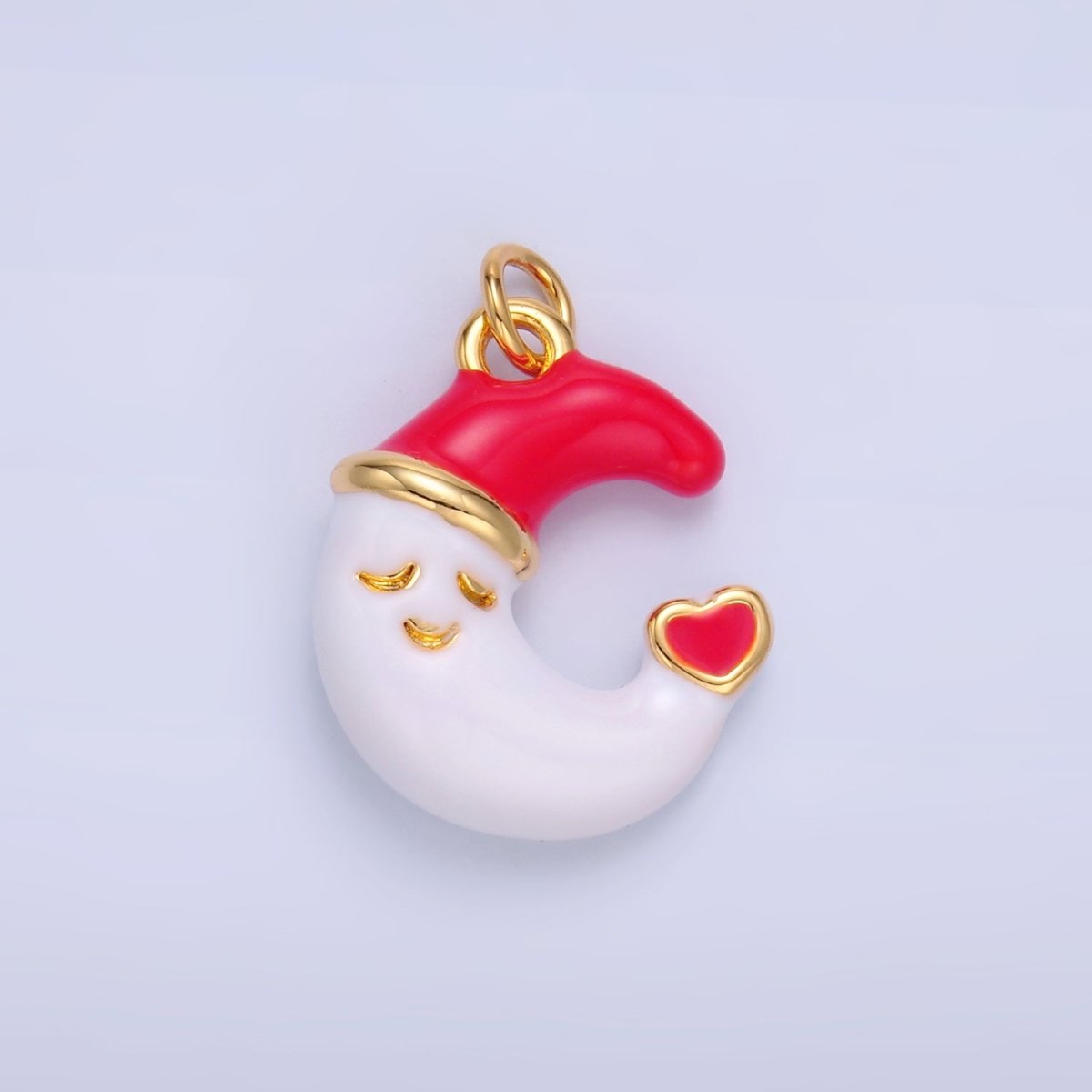 24K Gold Filled Sleepy Celestial Star, Crescent Moon Enamel Charm | W451 W452