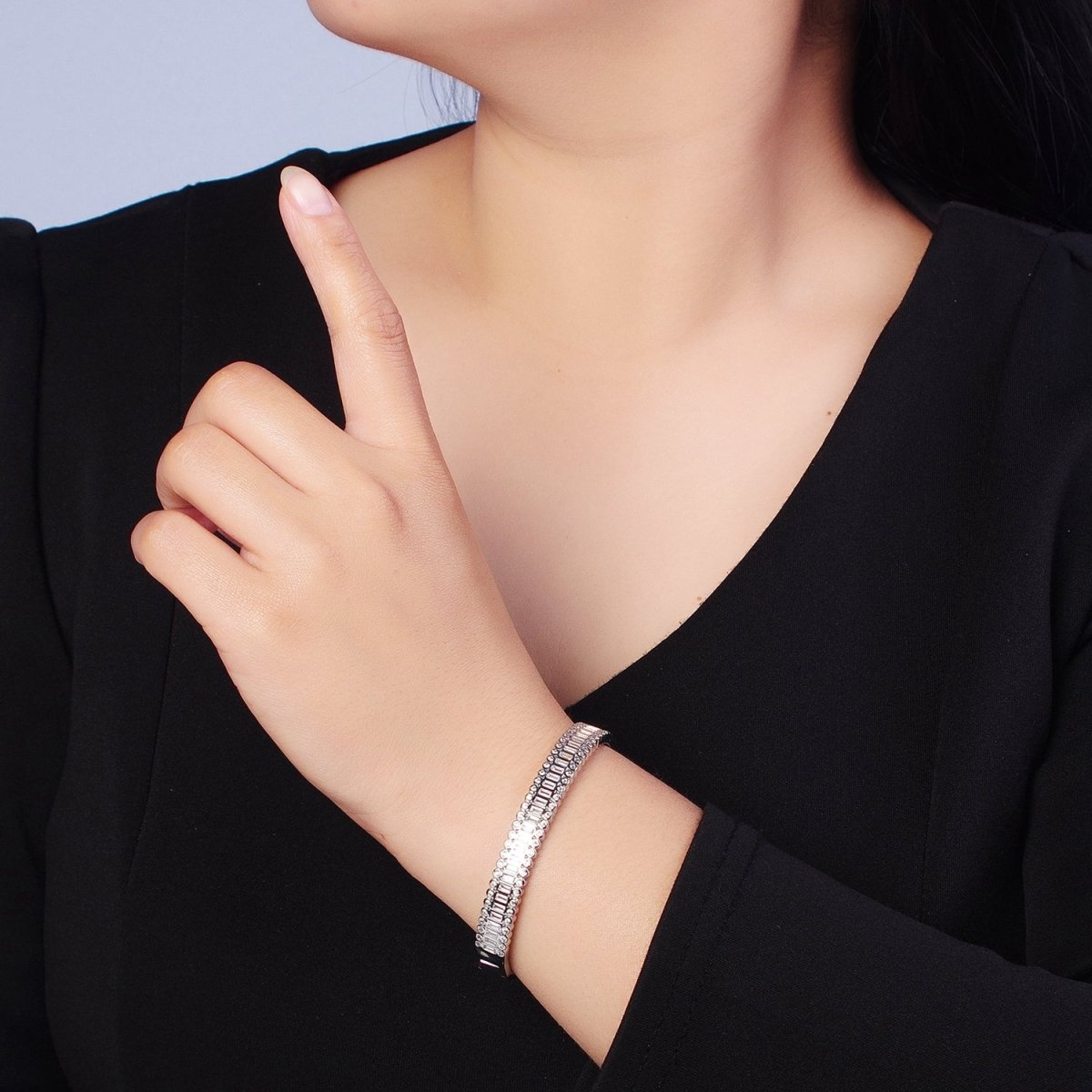 24K Gold Filled Slim Round CZ Stone Buckle Bangle Bracelet For Wholesale Bangles & Jewelry | WA-953 WA-954 Clearance Pricing