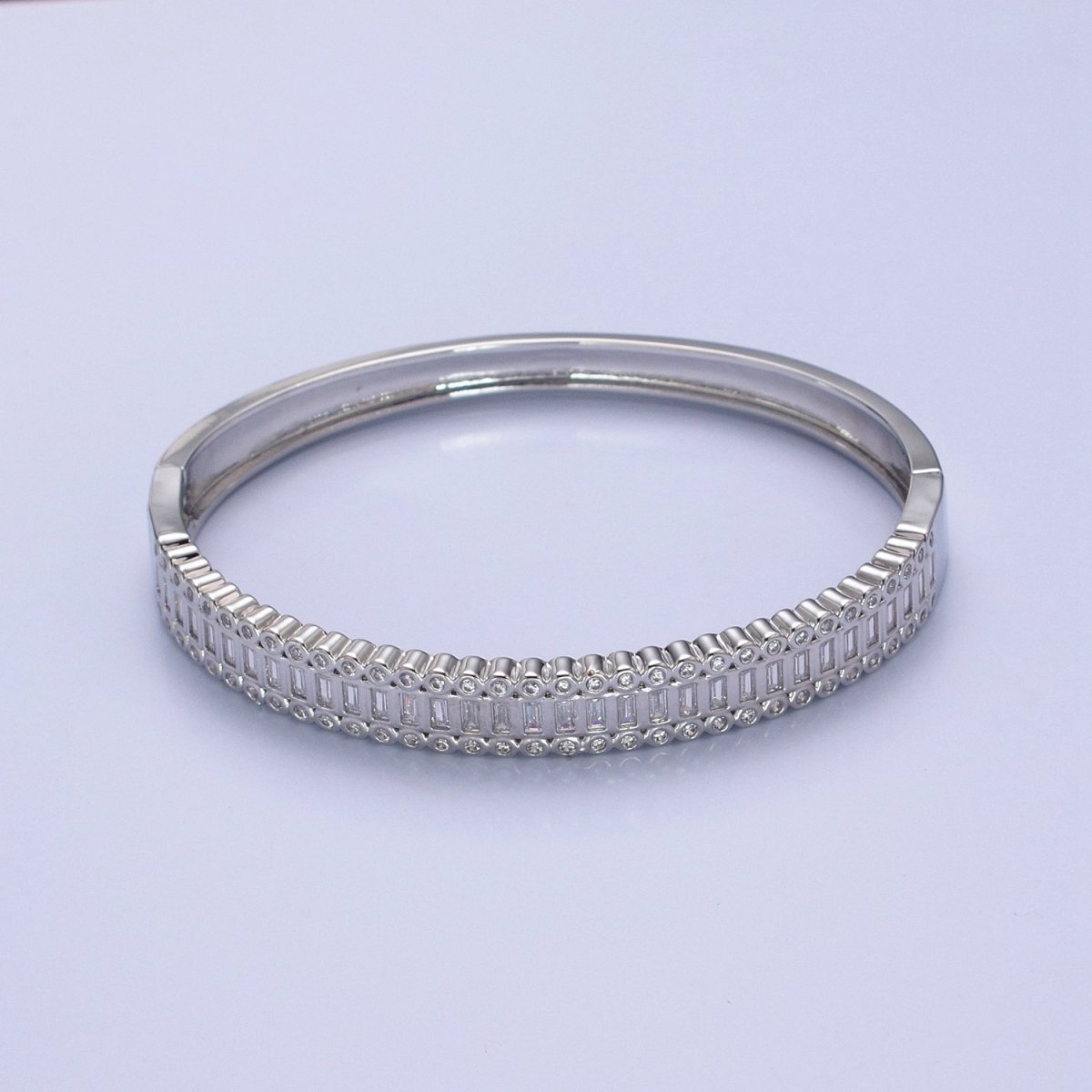 24K Gold Filled Slim Round CZ Stone Buckle Bangle Bracelet For Wholesale Bangles & Jewelry | WA-953 WA-954 Clearance Pricing