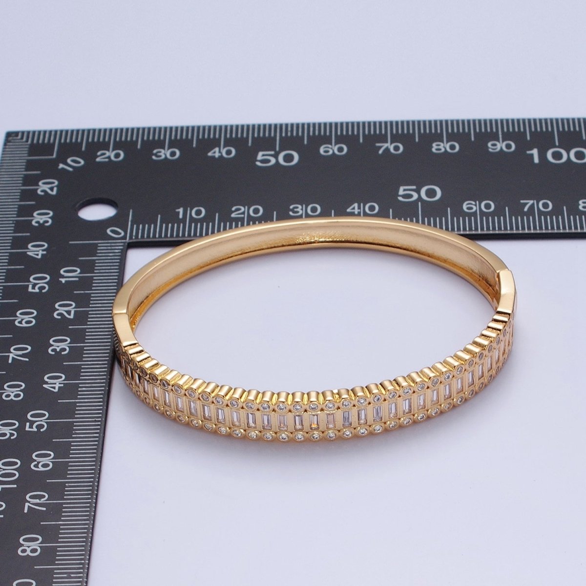 24K Gold Filled Slim Round CZ Stone Buckle Bangle Bracelet For Wholesale Bangles & Jewelry | WA-953 WA-954 Clearance Pricing