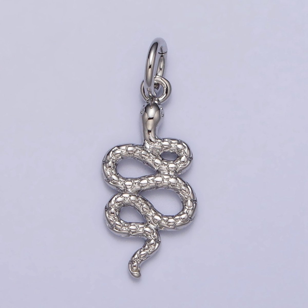 24K Gold Filled Slither Serpent Snake Scale Textured Charm in Gold & Silver | AC252 AC253