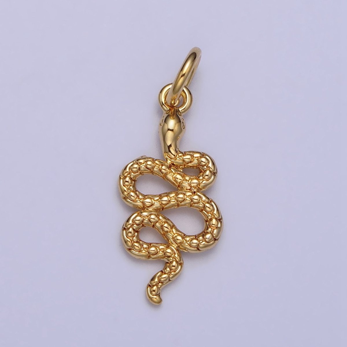 24K Gold Filled Slither Serpent Snake Scale Textured Charm in Gold & Silver | AC252 AC253