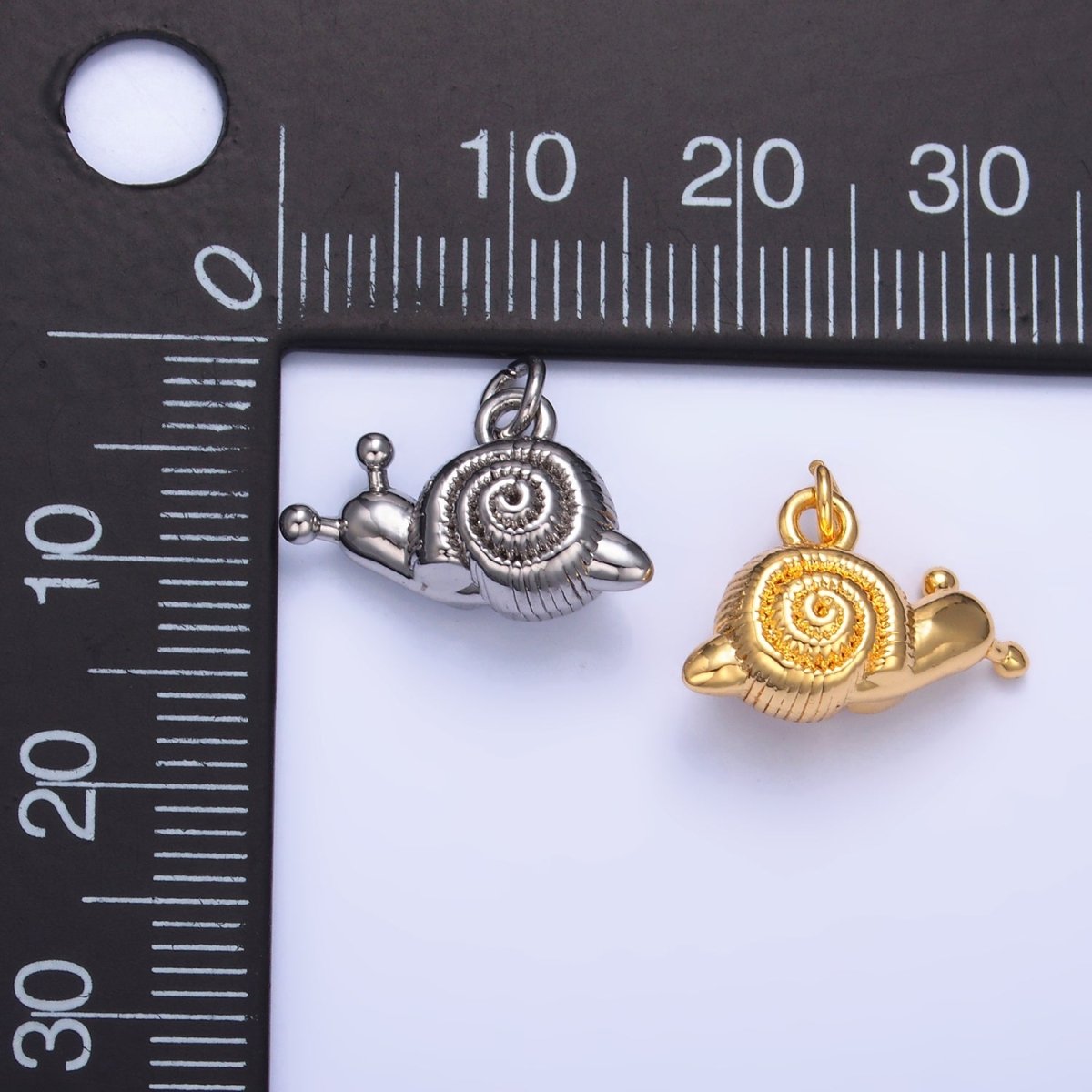 24K Gold Filled Snail Animal 3D Multidimensional Charm in Gold & Silver | W348