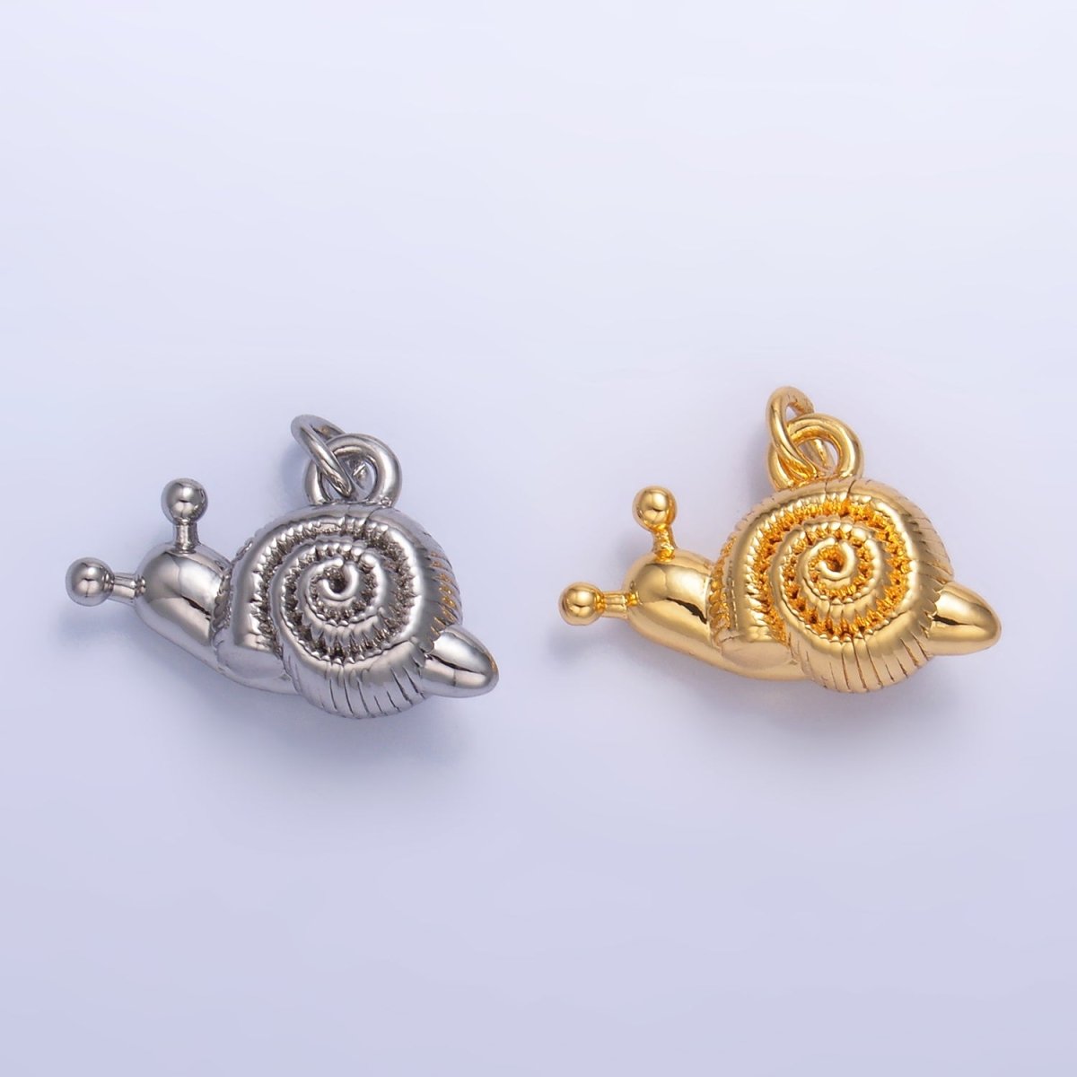 24K Gold Filled Snail Animal 3D Multidimensional Charm in Gold & Silver | W348