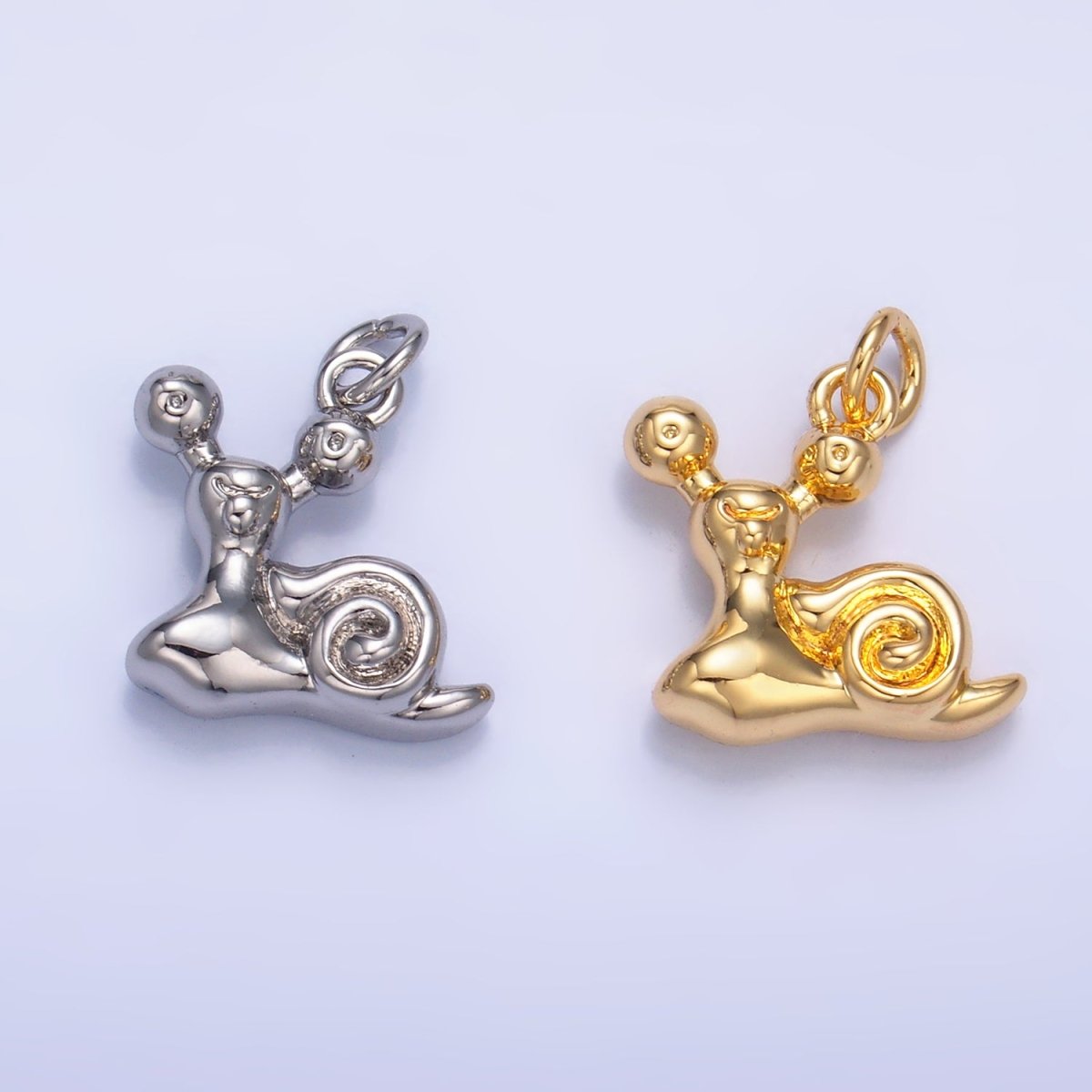 24K Gold Filled Snail Animal 3D Multidimensional Charm in Gold & Silver | W362