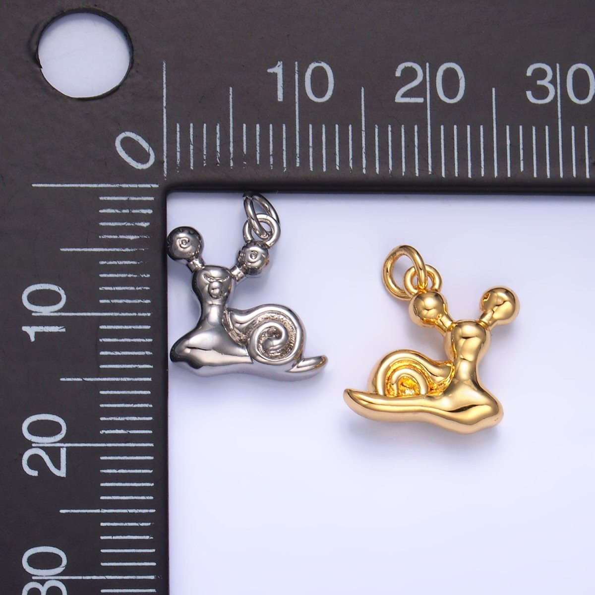24K Gold Filled Snail Animal 3D Multidimensional Charm in Gold & Silver | W362