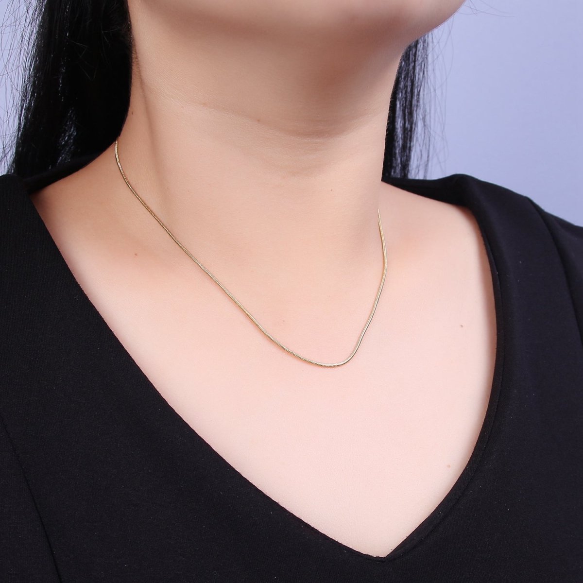 24K Gold Filled Snake Chain Dainty Chain Simple Everyday Layering Necklace | WA-731 Clearance Pricing - DLUXCA