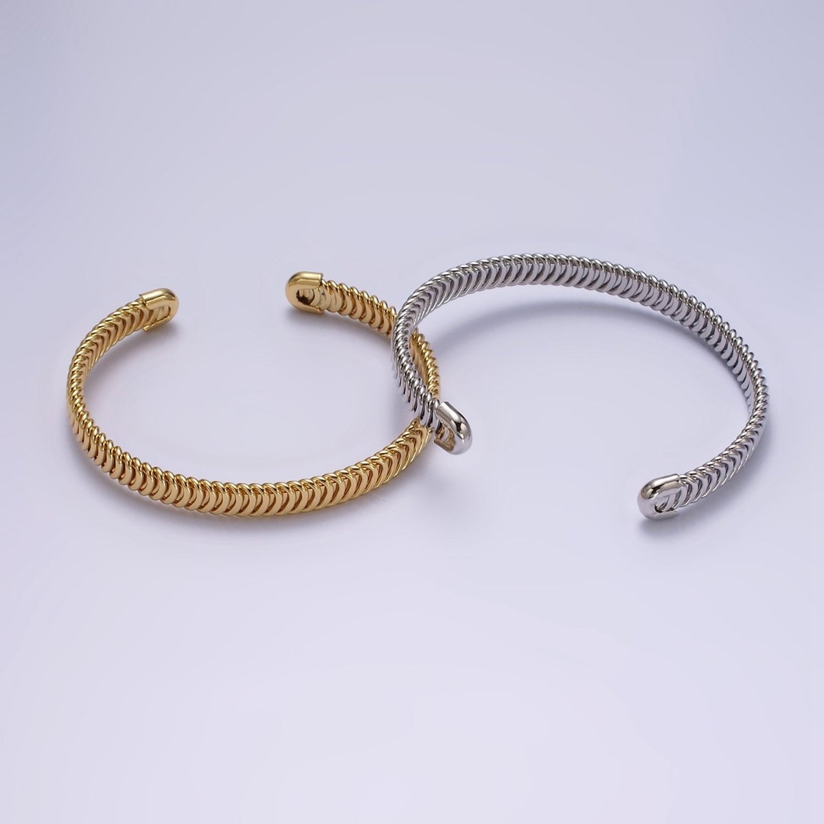 24K Gold Filled Snake Pattern Textured Cuff Bangle Bracelet in Silver & Gold | WA-1914 WA-1915 Clearance Pricing