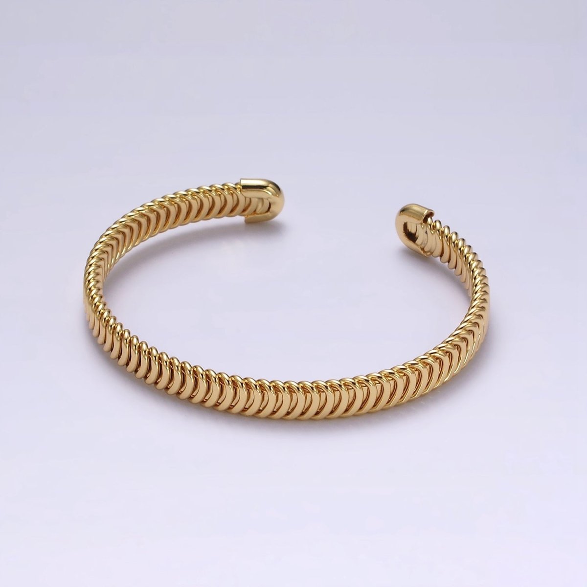 24K Gold Filled Snake Pattern Textured Cuff Bangle Bracelet in Silver & Gold | WA-1914 WA-1915 Clearance Pricing