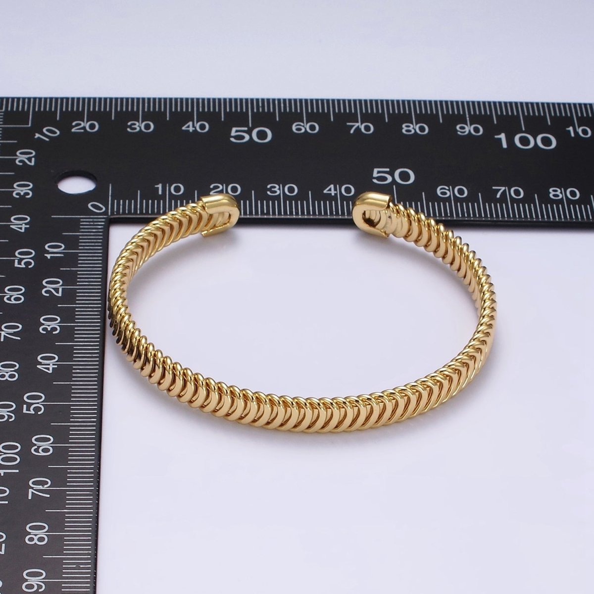 24K Gold Filled Snake Pattern Textured Cuff Bangle Bracelet in Silver & Gold | WA-1914 WA-1915 Clearance Pricing