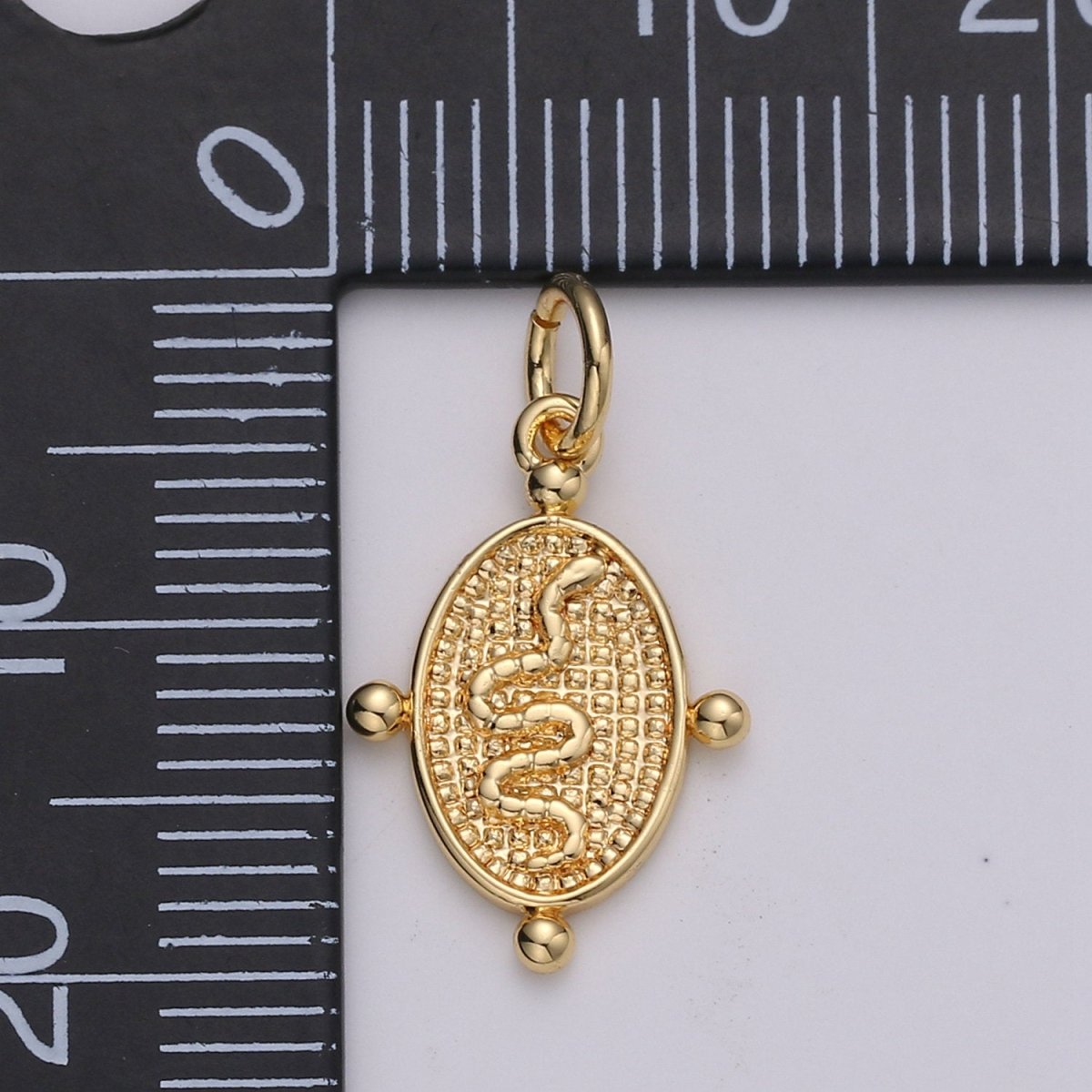 24k Gold Filled Snake Pendant Charm, Dainty Oval Pendant Charm, Gold Filled Pendant Silver Serepent Charm For DIY Jewelry D-435 D-436