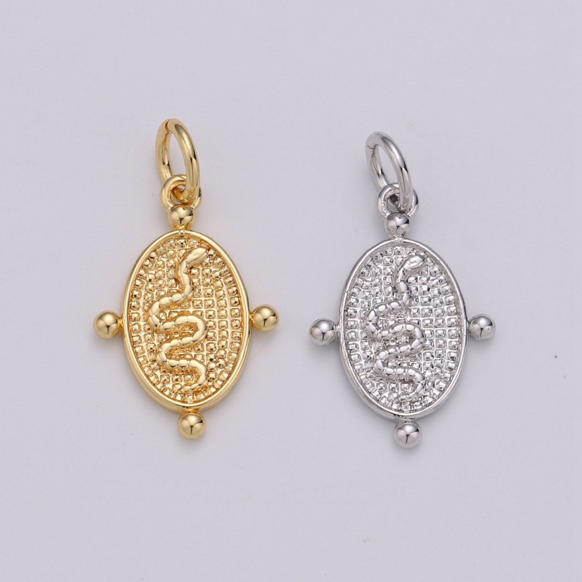 24k Gold Filled Snake Pendant Charm, Dainty Oval Pendant Charm, Gold Filled Pendant Silver Serepent Charm For DIY Jewelry D-435 D-436