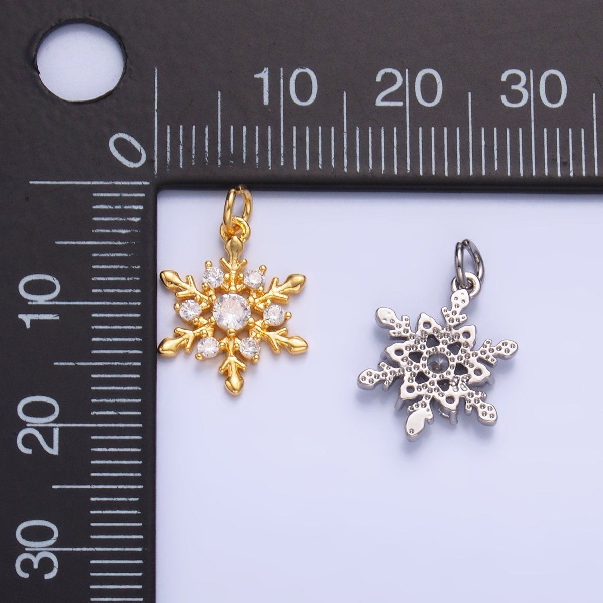 24K Gold Filled Snow Drop CZ Mini Charm in Gold & Silver | W830