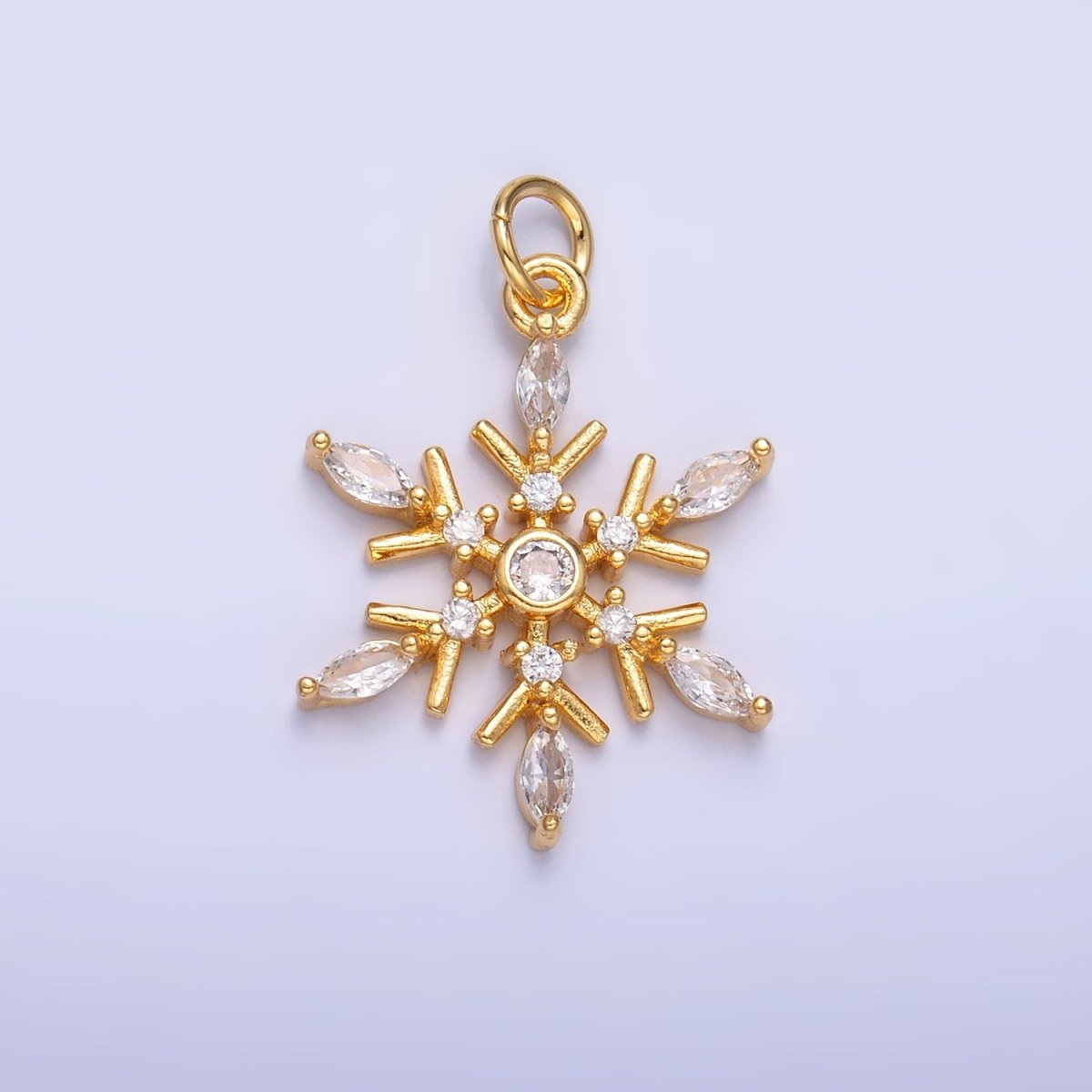 24K Gold Filled Snowdrop CZ Marquise Charm in Gold & Silver | W445