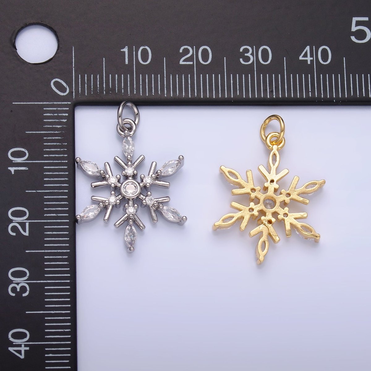 24K Gold Filled Snowdrop CZ Marquise Charm in Gold & Silver | W445