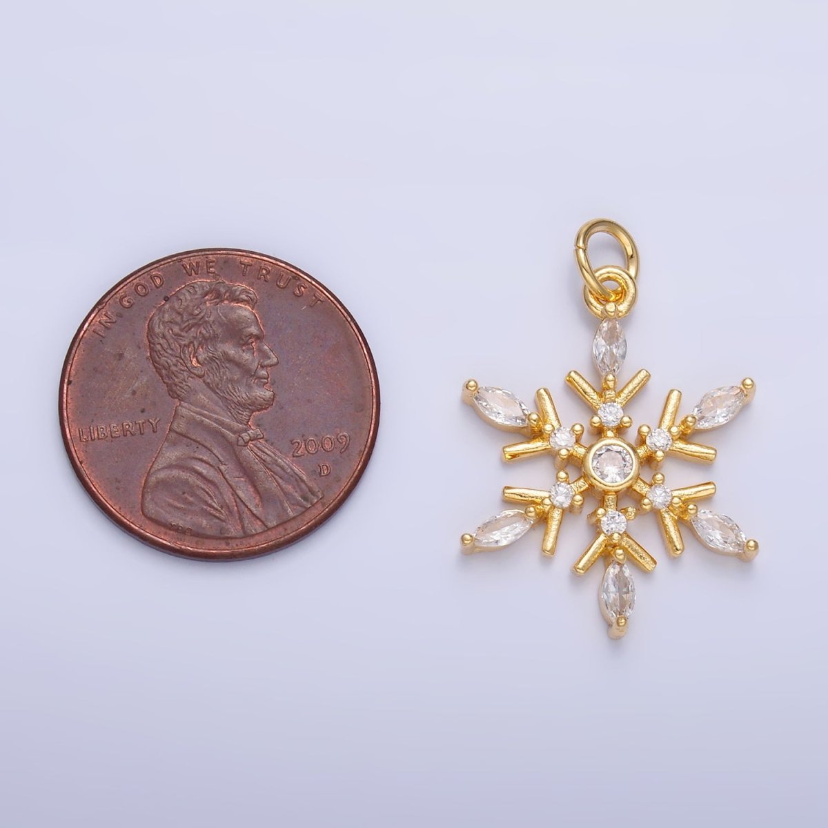 24K Gold Filled Snowdrop CZ Marquise Charm in Gold & Silver | W445