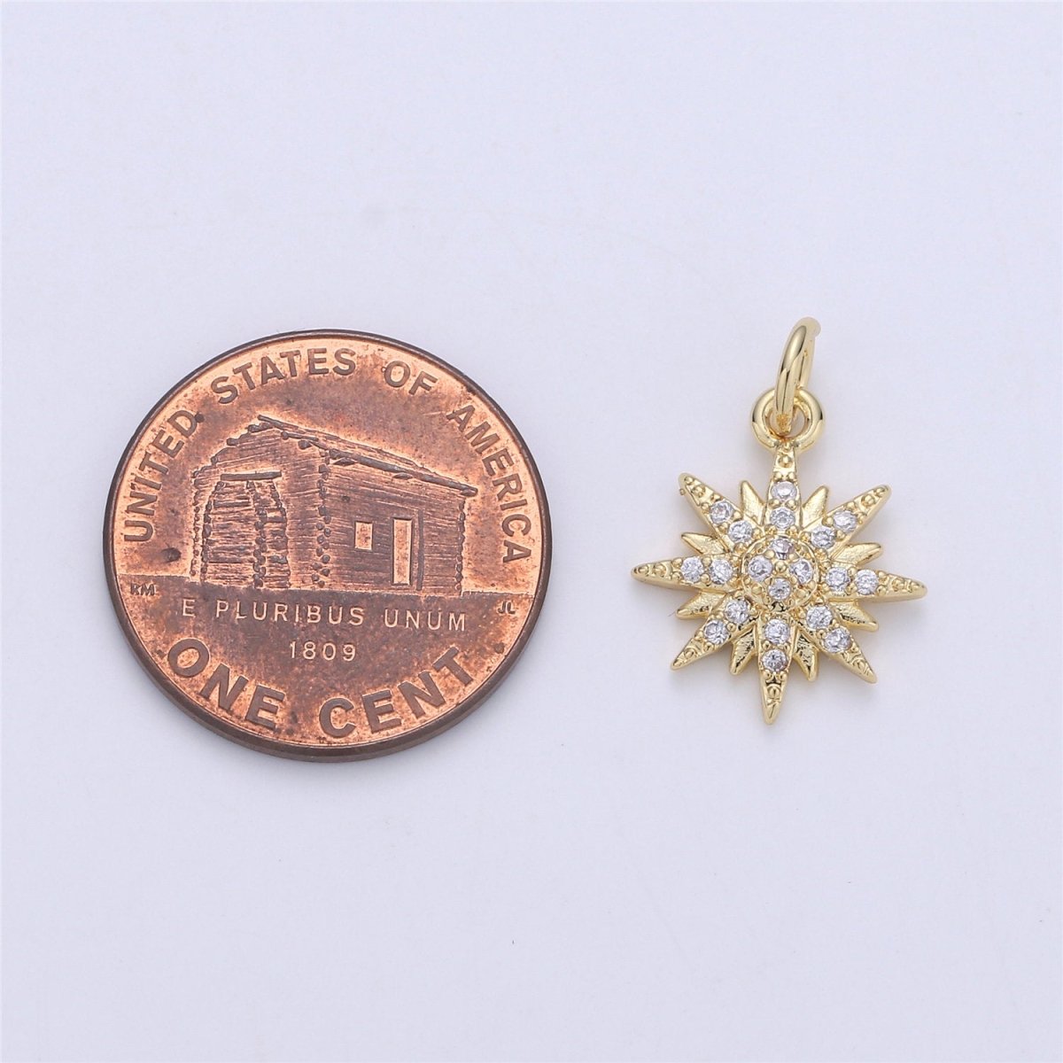 24K Gold filled Snowflake Snow Crystal Dainty Charm with Micro Pave Cubic Zirconia CZ Stone for Necklace or Bracelet,C-901