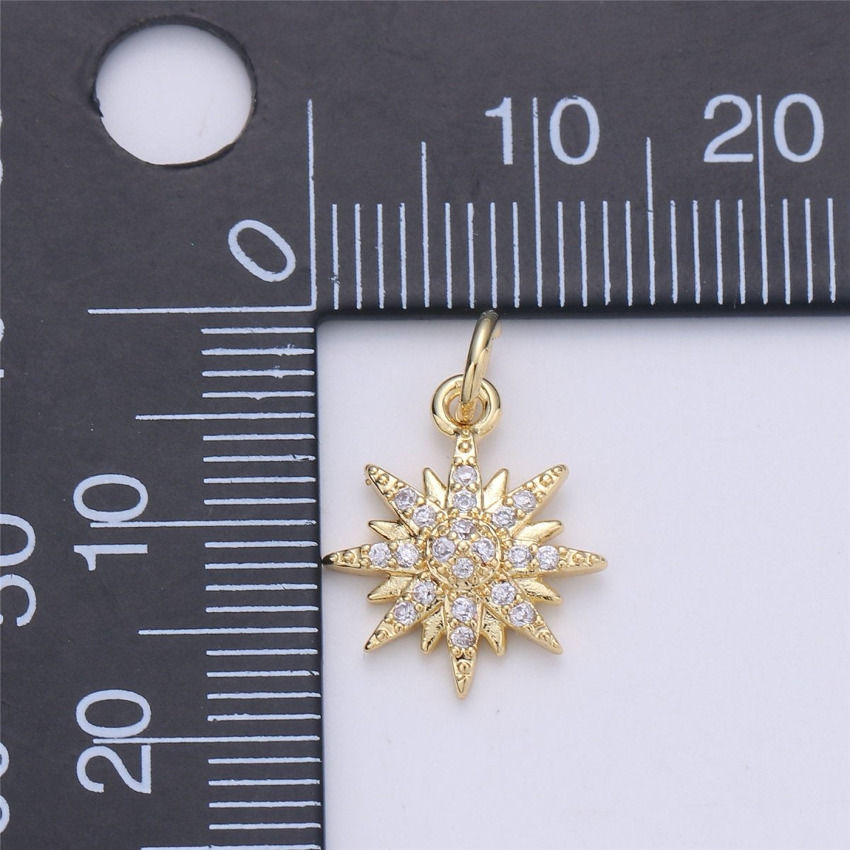 24K Gold filled Snowflake Snow Crystal Dainty Charm with Micro Pave Cubic Zirconia CZ Stone for Necklace or Bracelet,C-901