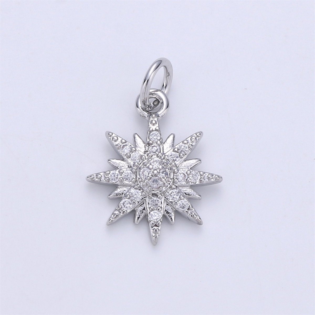 24K Gold filled Snowflake Snow Crystal Dainty Charm with Micro Pave Cubic Zirconia CZ Stone for Necklace or Bracelet,C-901