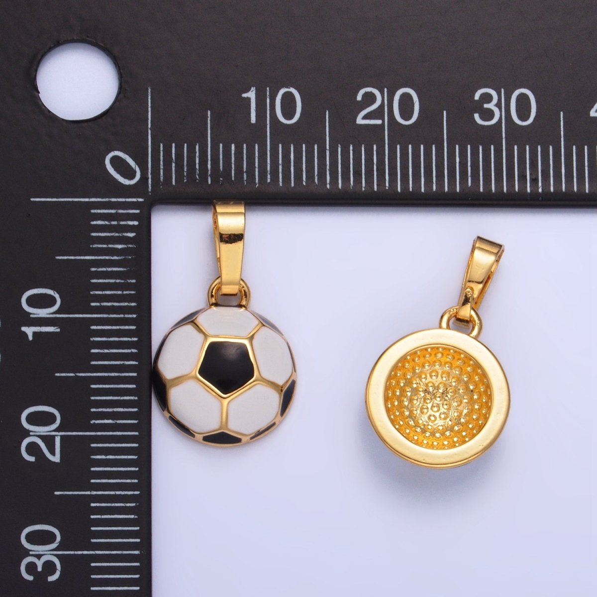 24K Gold Filled Soccer Football Sports Enamel Pendant | AA1018 - DLUXCA