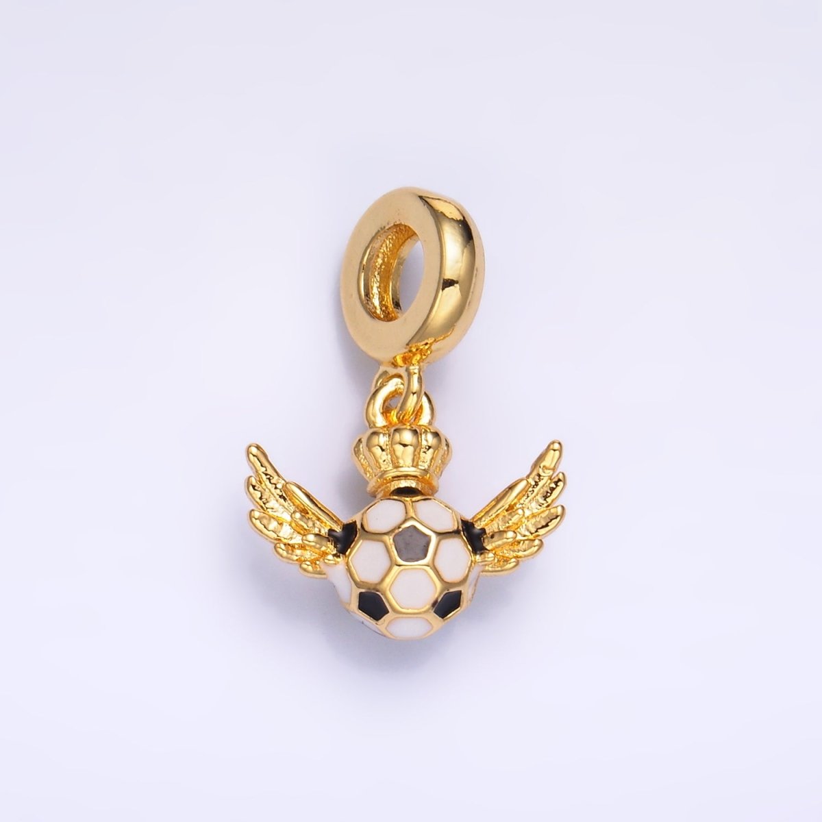 24K Gold Filled Soccer Wings Crown Rhondelle Drop Pendant | C888 - DLUXCA