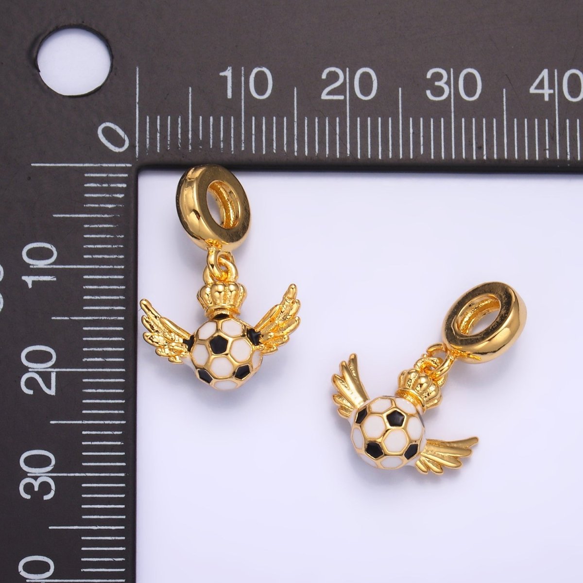 24K Gold Filled Soccer Wings Crown Rhondelle Drop Pendant | C888 - DLUXCA
