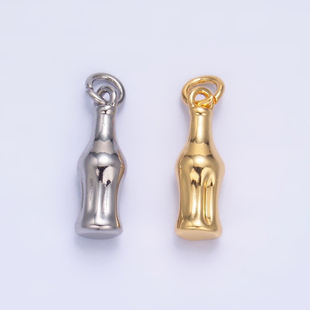 24K Gold Filled Soda Bottle Drink 3D Multidimensional Charm in Gold & Silver | W222