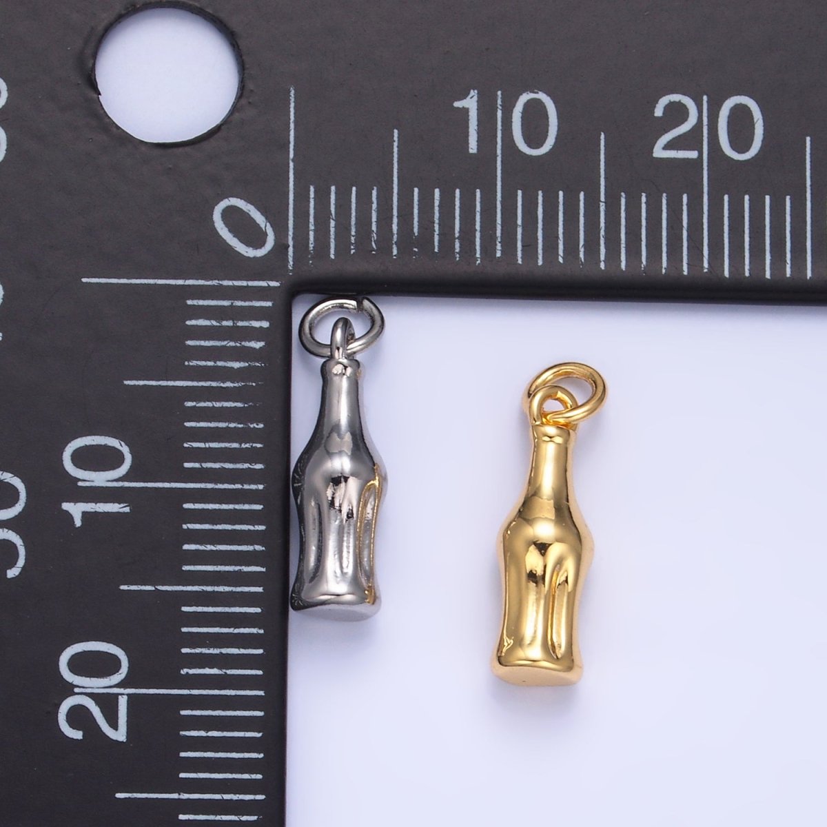 24K Gold Filled Soda Bottle Drink 3D Multidimensional Charm in Gold & Silver | W222