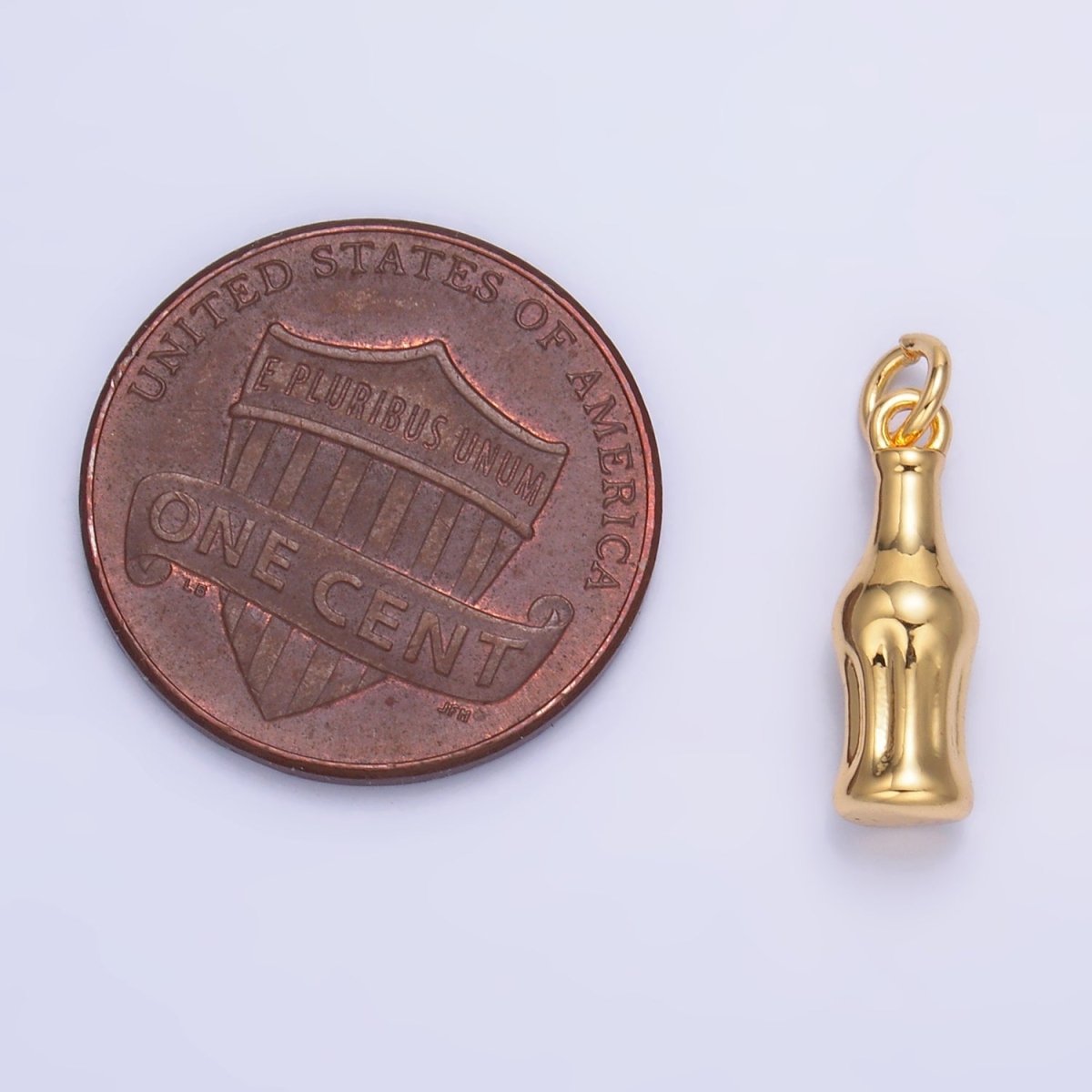 24K Gold Filled Soda Bottle Drink 3D Multidimensional Charm in Gold & Silver | W222
