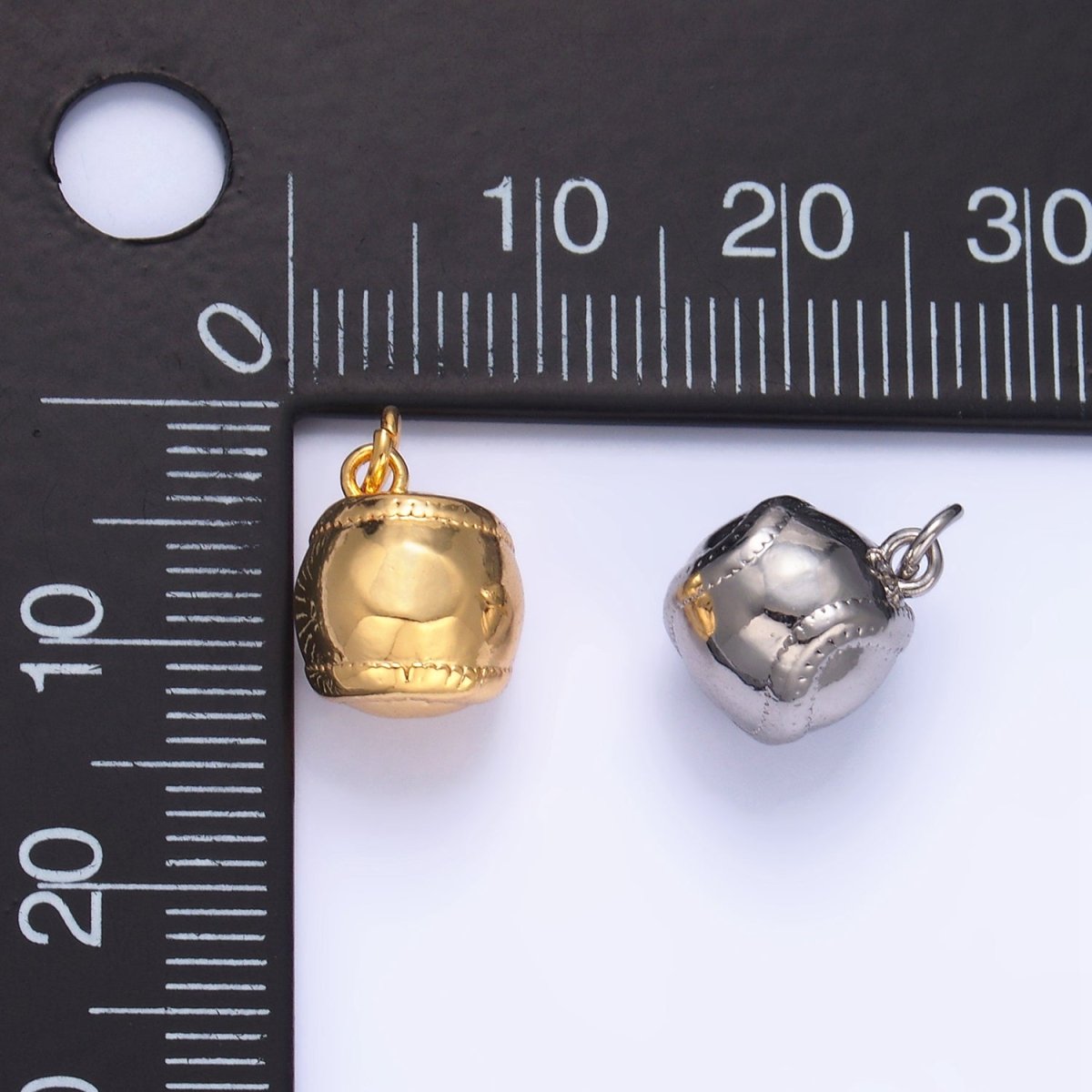 24K Gold Filled Softball Baseball Sports Multidimensional Charm in Gold & Silver | W066