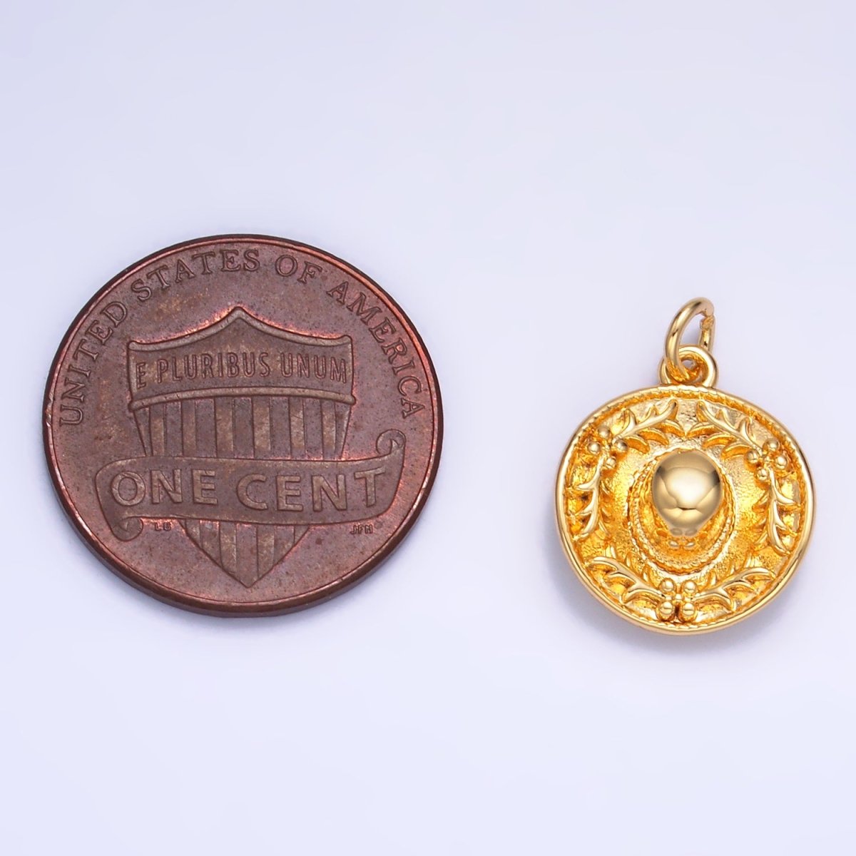 24K Gold Filled Mexican Sombrero Hat Multidimensional Charm in Gold & Silver | W363