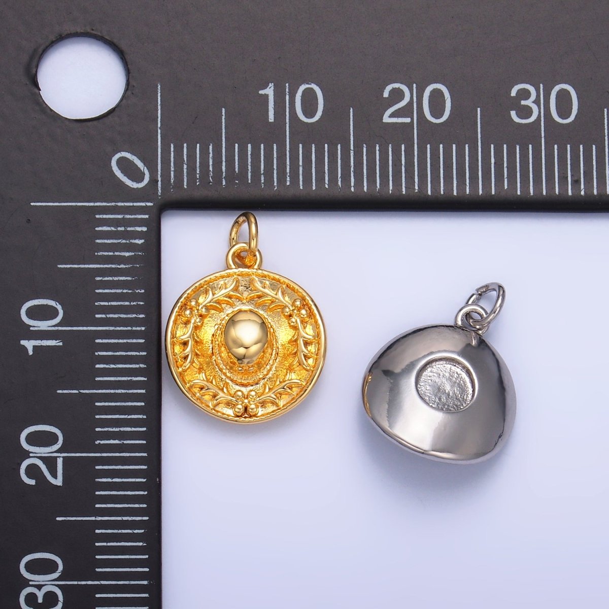 24K Gold Filled Mexican Sombrero Hat Multidimensional Charm in Gold & Silver | W363