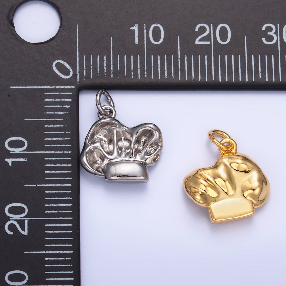 24K Gold Filled Sous Chef Hat 3D Multidimensional Charm in Gold & Silver | W240