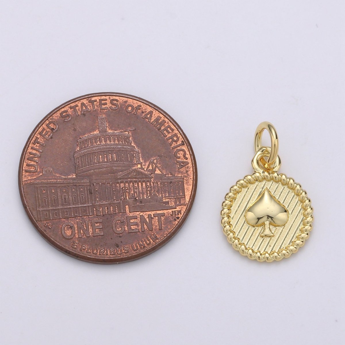 24K Gold Filled Spade Coin Charm D-910 - DLUXCA