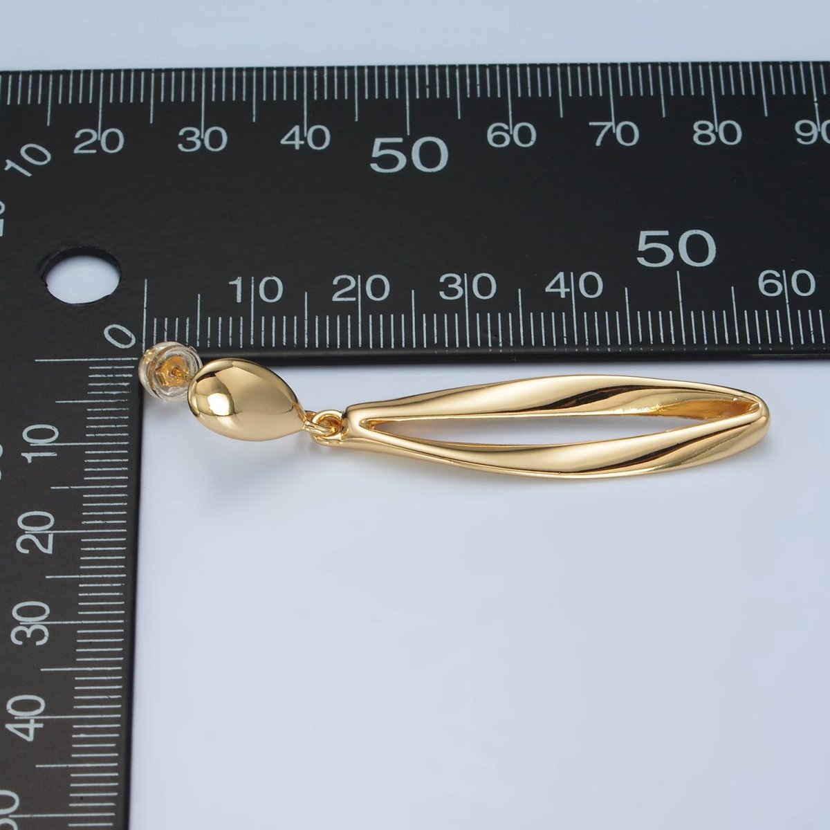 24K Gold Filled Sphere Band Drop Stud Earrings in Gold & Silver | AD592 AD593