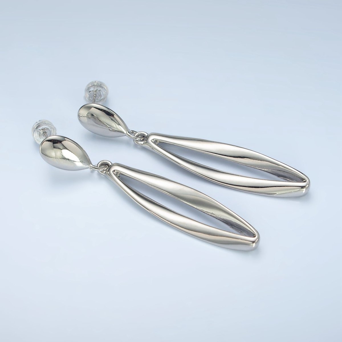 24K Gold Filled Sphere Band Drop Stud Earrings in Gold & Silver | AD592 AD593