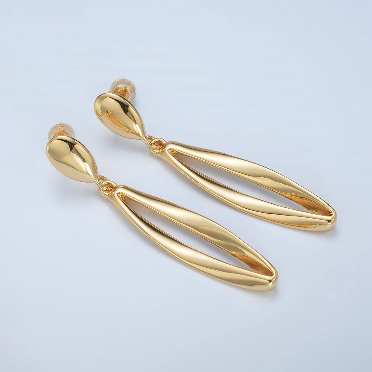 24K Gold Filled Sphere Band Drop Stud Earrings in Gold & Silver | AD592 AD593