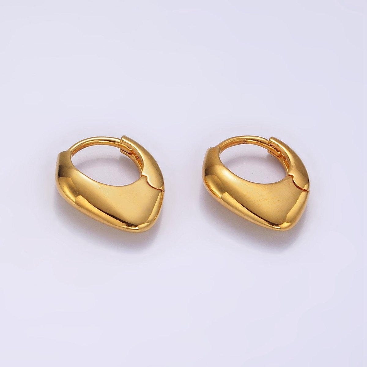 24K Gold Filled Sphere Triangle Dome Huggie Earrings | AE1010 - DLUXCA
